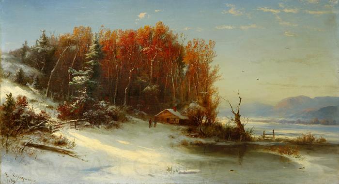 Regis-Francois Gignoux First Snow Along the Hudson River France oil painting art